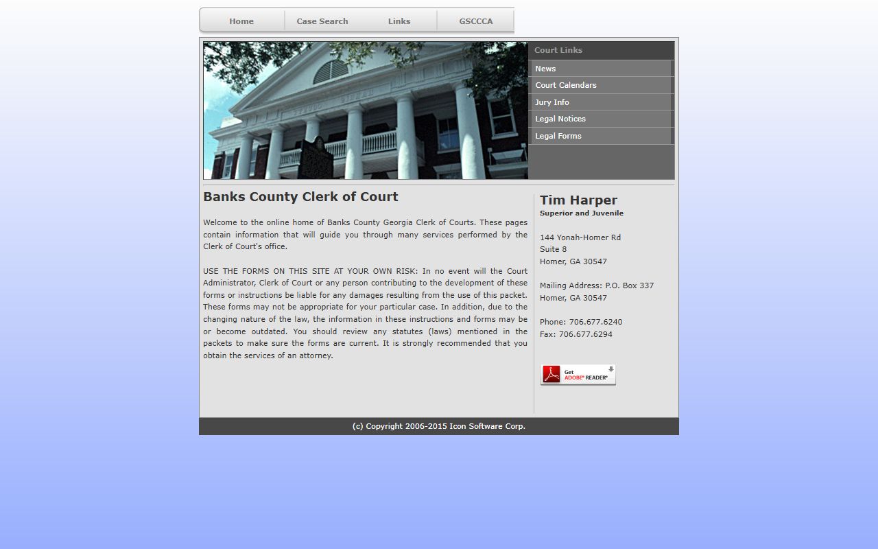 Banks County Clerk of Court website in Homer Georgia for records related to bankruptcy